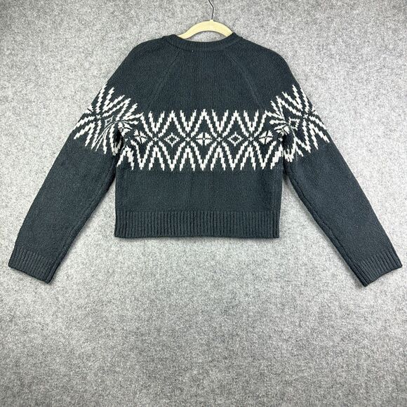 Abercrombie & Fitch Fair Isle Cardigan Sweater Womens XS Black Nordic Crew Boho - Picture 4 of 12
